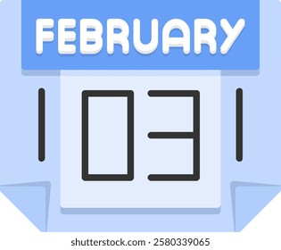 3 February Flat Style Sample EPS Icon