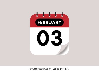 3 February month single day vector, illustration, calendar with maroon, rose and white color background calendar February 3