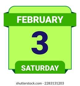 3 February, Saturday. Date template. Useful design for calendar or event promotion. Vector illustration EPS 10 File. Isolated on white background. 