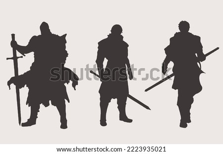 3 figures of old knights in armor