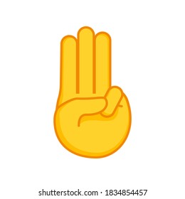 3 finger salute Emoji icon vector illustration. Three fingers Protest symbol isolated on white background