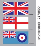 The 3 flags of the British military drawn in CMYK and placed on individual layers.