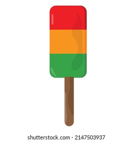 A 3 flavored popsicle with wooden stick - Icecream illustration - vector 