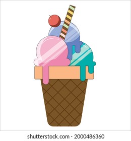 3 flavors of ice cream cone, super delicious EPS10