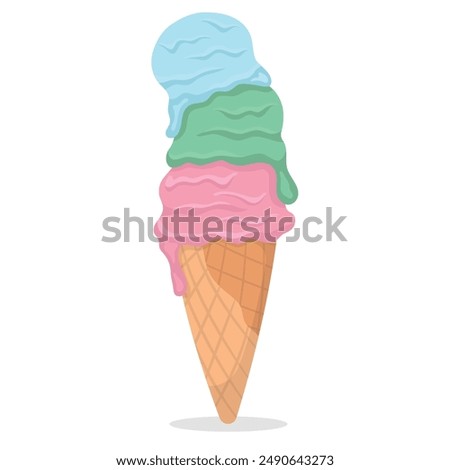 3 Flavors Ice Cream Vector Illustration