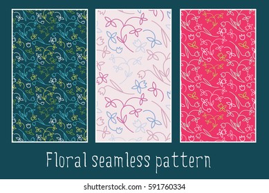 3 floral seamless patterns