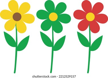3 obras de arte vectorial de flores