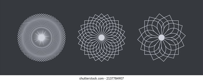 3 flowers designs that form a minimalist circle, very simple and aesthetic