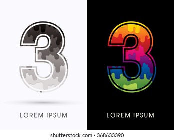 3 Font , Colors and black melt graphic vector