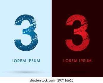 3 ,Font Cool and Hot, Ice and Fire, grunge destroy, graphic vector.