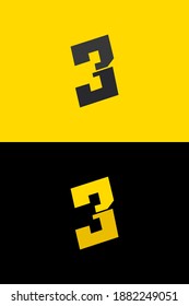 3 font number logo, lightning flash power design. For energy labels, rock music posters, superhero print and more