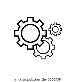 3 gear wheels icon. White background.