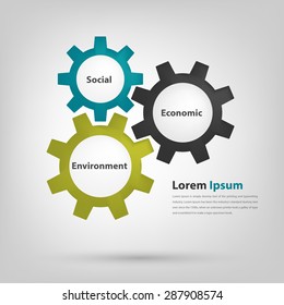 3 Gears (factor) Drive Good Corporate Governance Vector Eps10