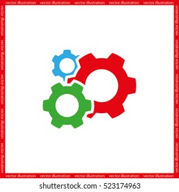 3 gears icon vector EPS 10, illustration modern isolated badge for website or app - stock info graphics