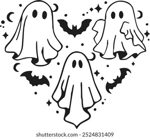 3 ghost love design halloween design icon