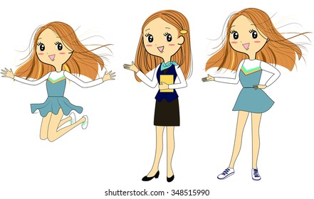 3 girl vector