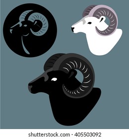3 goat, ibex, set of element, logo