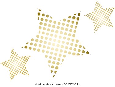 3 Golden Christmas star on white background - isolated