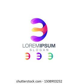 3 gradient color logo design