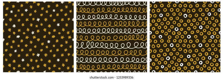 3 graphic hand drawn vector seamless pattern