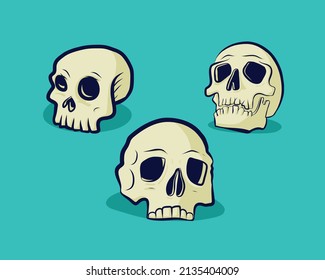 3 graphic Skulls vector illustration
