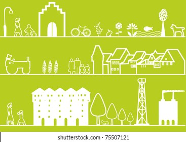 3 green landscape or cityscape