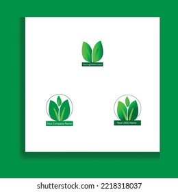 3 Green Leaf Logo Concept.