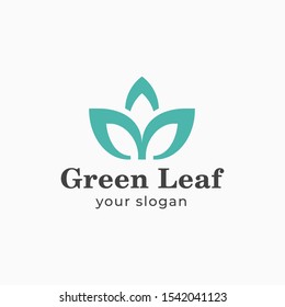3 Green Leaf logo template design.