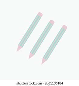 3 green pencils on a white background