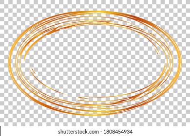 3 Hand Draw Sketch Golden Circle Frame from Multiple Black thic market for your element design, transparent Effect Background
