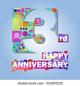 3 HAPPY ANNIVERSARY ABSTRACT FULL COLOR