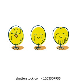 3 happy yellow chic birds.