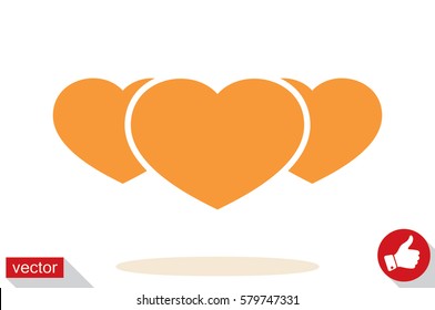 3 heart icon vector illustration eps10. Isolated badge for website or app - stock infographics.