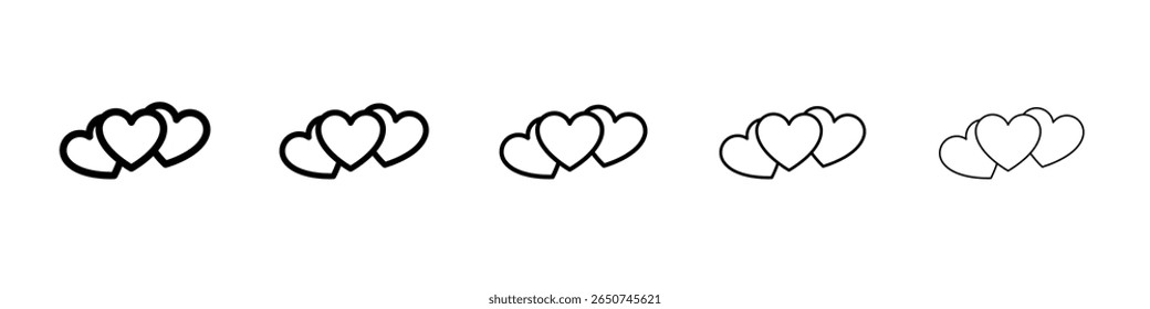 3 corações ícone vetor símbolo ou ilustração contorno