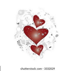 3 hearts on grunge background