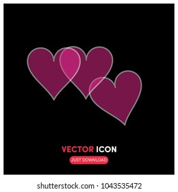 3 Hearts Vector Icon Illustration
