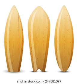 3 highly detailed wooden surf boards