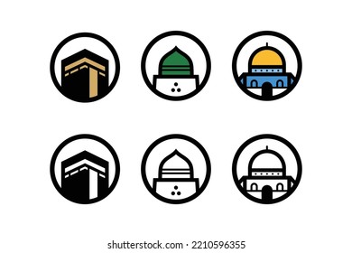 Das 3-Moscheen-Symbol - Masjid Al-Haram, Masjid Al-Nabawi und Masjid Al-Aqsa