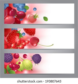  3 horizontal banners with berries