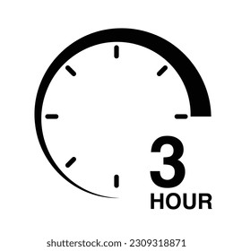 3 hour protection clock time sign icon symbol vector illustration isolated on white background