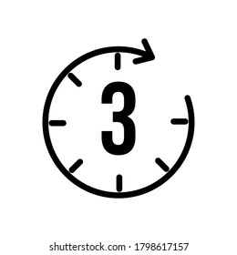 Icono de símbolo de 3 horas, ilustración vectorial