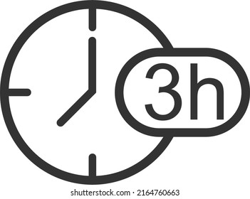 icono de temporizador de 3 horas, vector de símbolo de hora