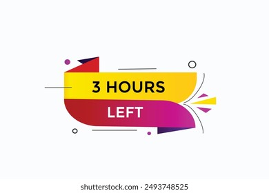 3 hours left, icon, stile, timer, countdown, clock, time,  background, template, 3 hours left countdown, sticker, left banner, business, sale, label button
