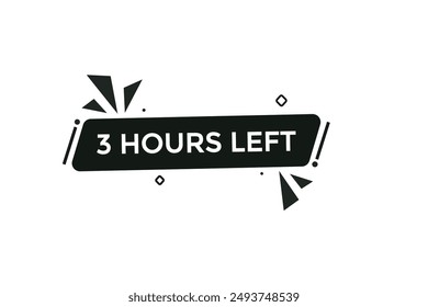 3 hours left, icon, stile, timer, countdown, clock, time,  background, template, 3 hours left countdown, sticker, left banner, business, sale, label button
