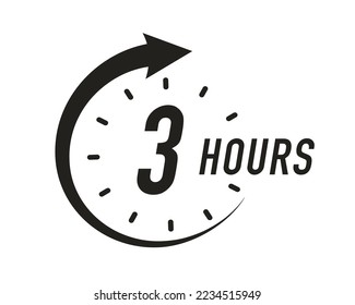 3 hours timer vector symbol black color