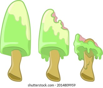 3 ice cream sticks that slowly melt