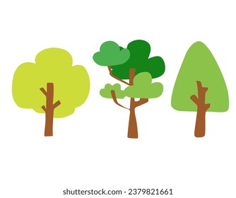 3 icon set trees simple design ilustrations
