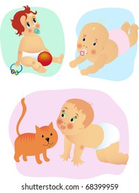 3 illustrations of babies