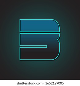 3 Initial Futuristic Modern Cyan Light Modern Graphic Design EPS10