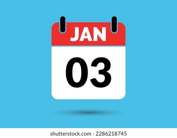 3 January Calendar Date Flat Icon Day 3 Vector Illustration